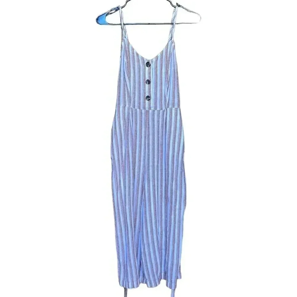 Universal Thread Goods Co. brown and white stripe jumper with tie and pockets